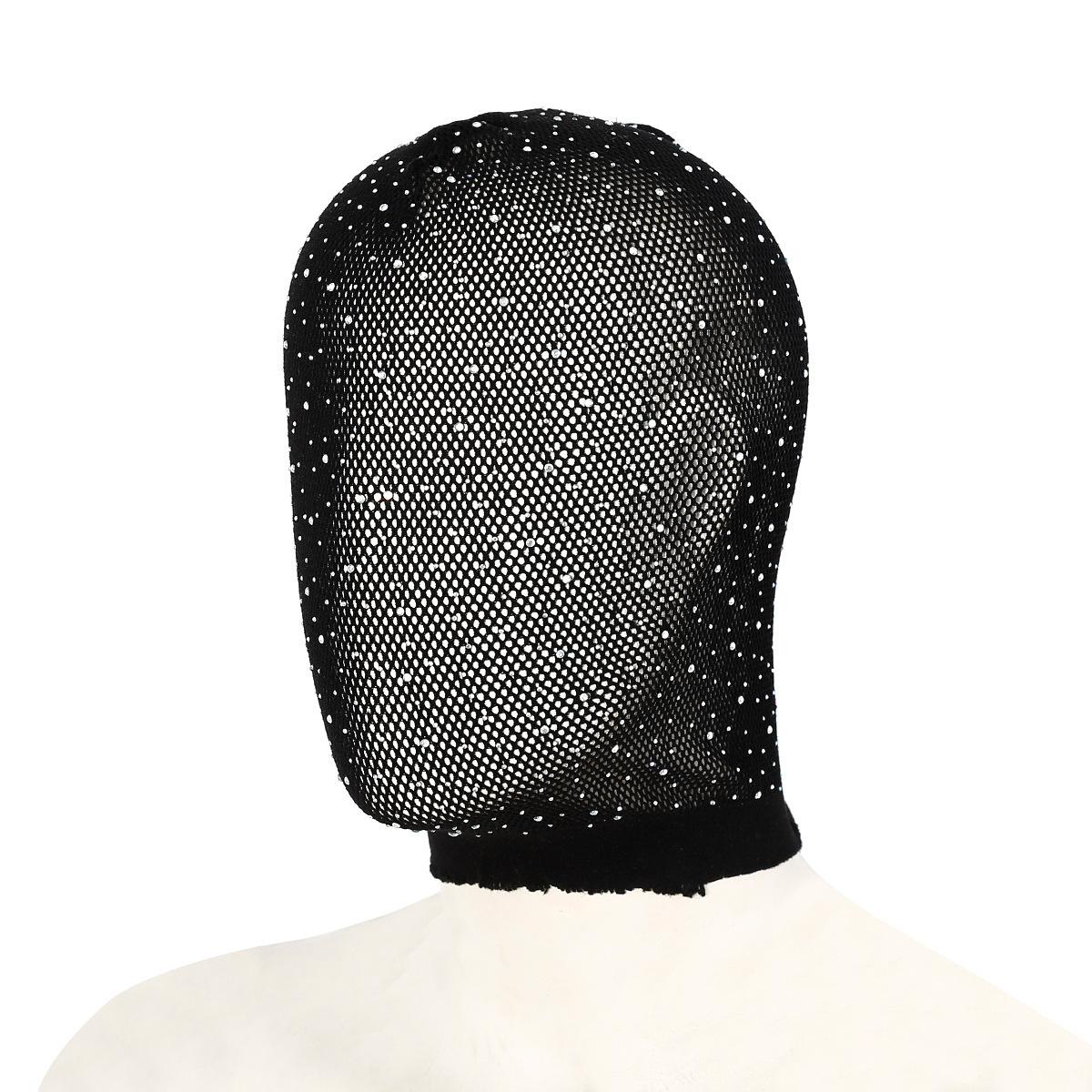 

Role Play Sexy Shining Ventilate Mesh Mask Rhinestone Face Jewelry Mask Women Veil Cosplay Head Cover Nightclub Stage Props