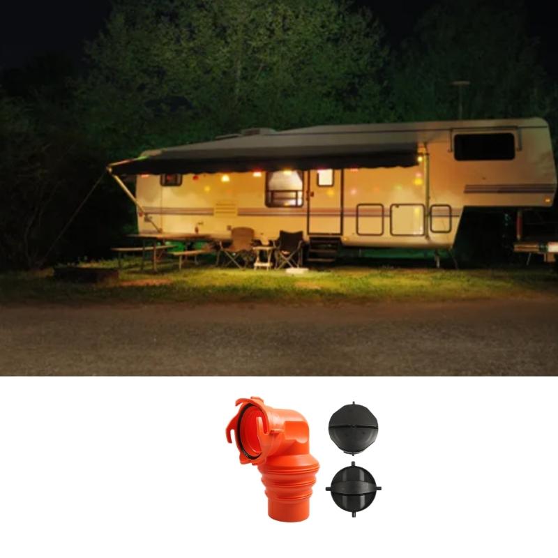 Rotatable 90 Degree Sewer Hose Adapter For Mobile Sanitation Marine Toilet Drainage Orange Plastic Fitting Leak Proof Design
