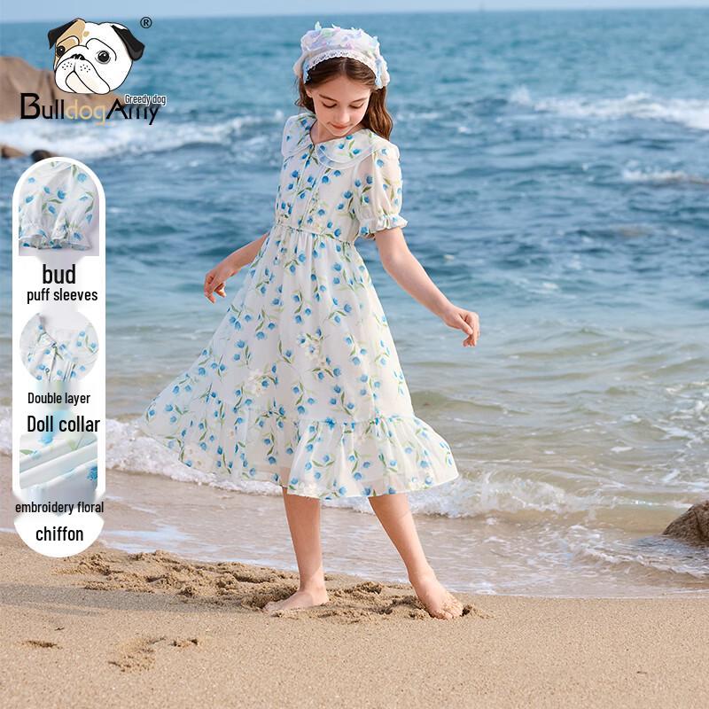 CHANZUIGOU Girls  Summer Chiffon Floral Dress 150