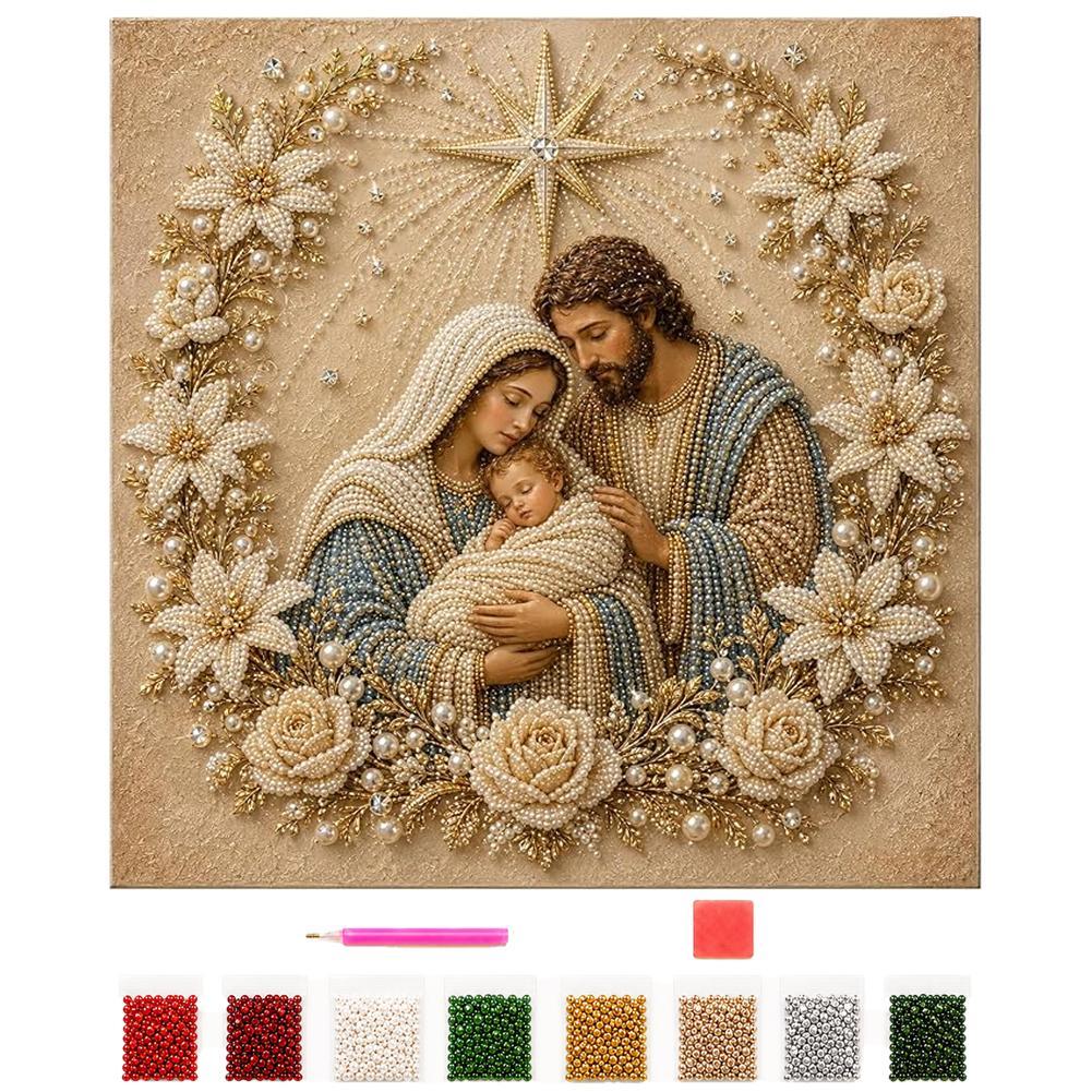 DIY Jesus Pearl Art Painting Kit Holy Family Religious Figure Beaded Craft Set Handmade Christian Pearl Art Kit For Home Decor