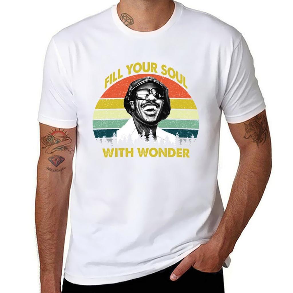 Vintage Stevie Fill Your Soul with Wonder Retro T-Shirt Cotton Tshirt 100% Printed T Shirts for Man T-Shirt