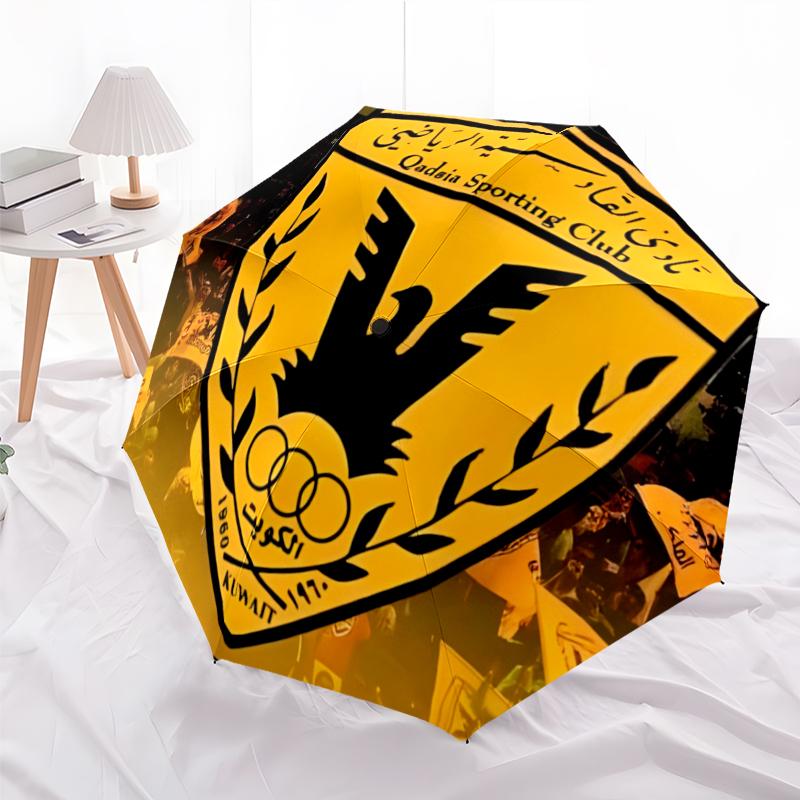 Qadsia Sporting Club Fashionable Automatic Opening/Closing Folding Umbrella. Portable and Foldable, Ideal for Gift, Travel, and Daily Use.
