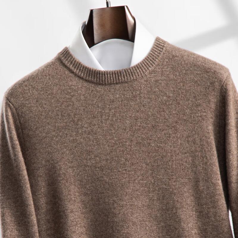 Fanzhen Men's Thickened Cashmere Blend Round Neck Pullover Sweater