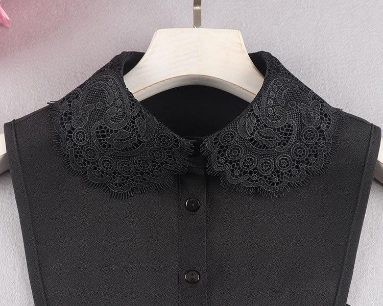 Women's Summer Korean Style Embroidered Chiffon Detachable Collar - Anti-wrinkle, Versatile Decorative Collar