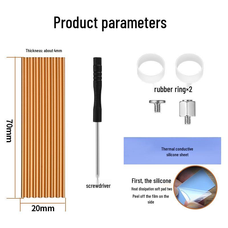 M.2 2280 Aluminum Alloy SSD Heatsink with High Thermal Conductivity