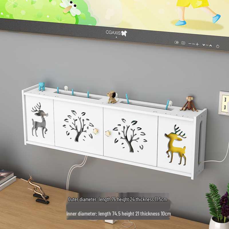 Wall-Mounted No-Drill WiFi Router and TV Set-Top Box Shelf for Living Room/Bedroom