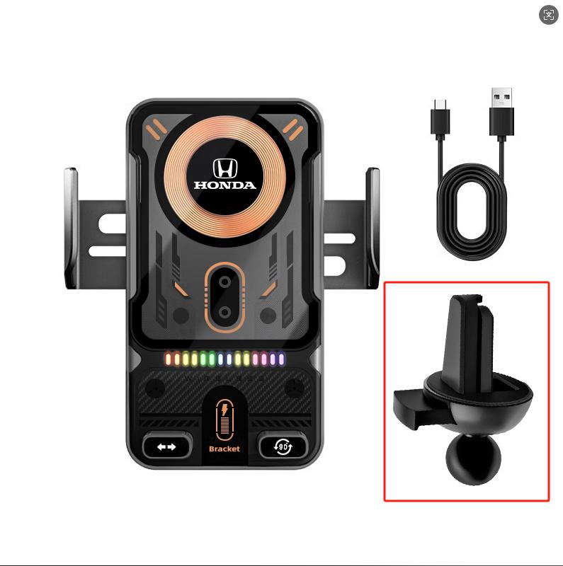 

Car Phone Holder Wireless Charger Fixed Phone Holder Accessories For Honda Civic Accord Crosstour Spirior Odyssey Avancier UR-V чёрный