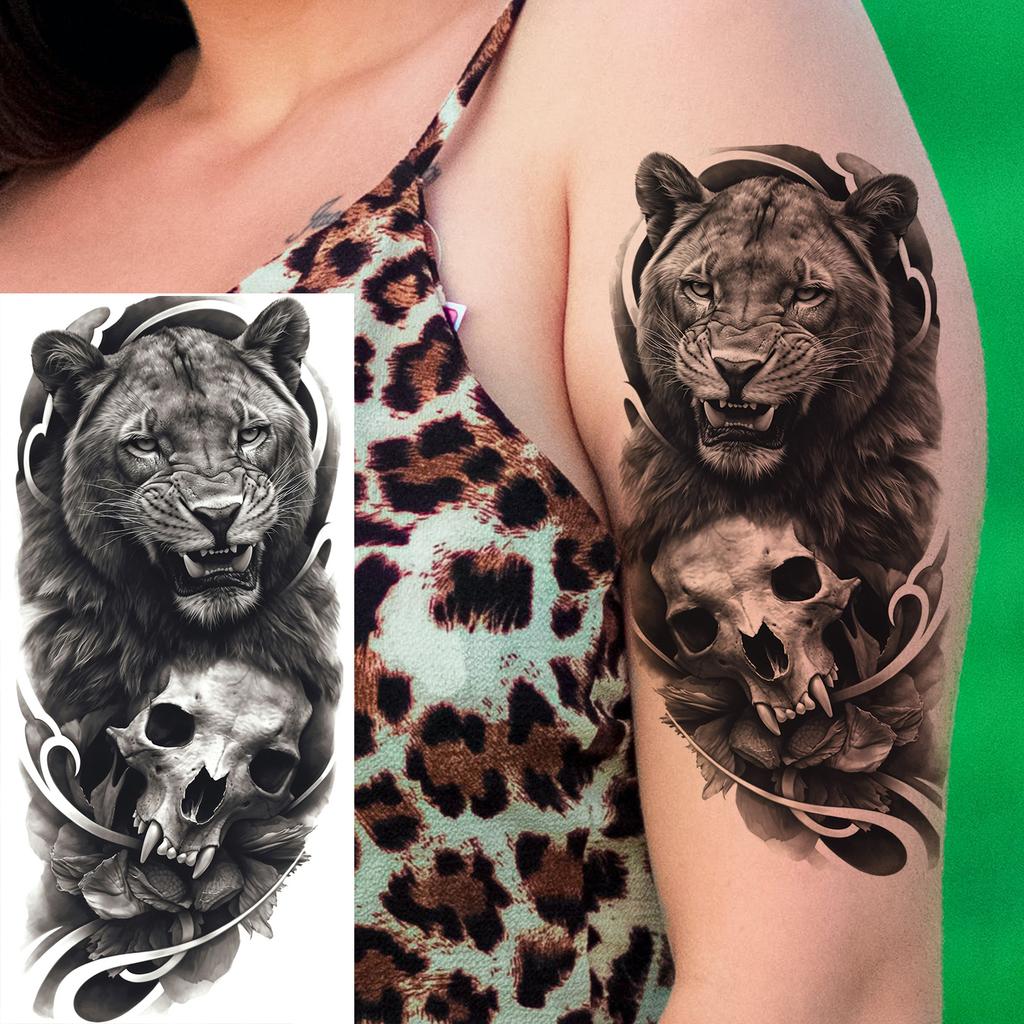 1 Sheet Realistic Fake Tiger Temporary Tattoos Sticker For Men Women Adults Water Transfer Transferable Tattoo Sleeve Waist Arm