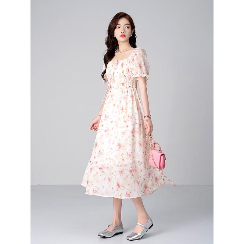 Aiyilian Women's French Floral Midi Dress