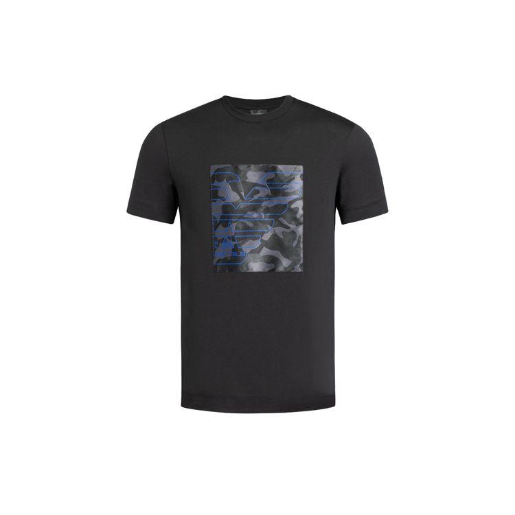 Emporio Armani Zomer 21 Ronde Hals Pullover Camouflage Print Korte Mouw T-shirt Heren Tops Zwart 3K1TM7-1JDXZ-0999 L