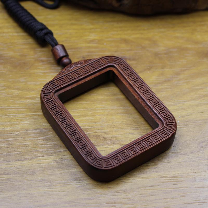 Hand-Painted Thangka Jujube Wood Double-Sided Pendant