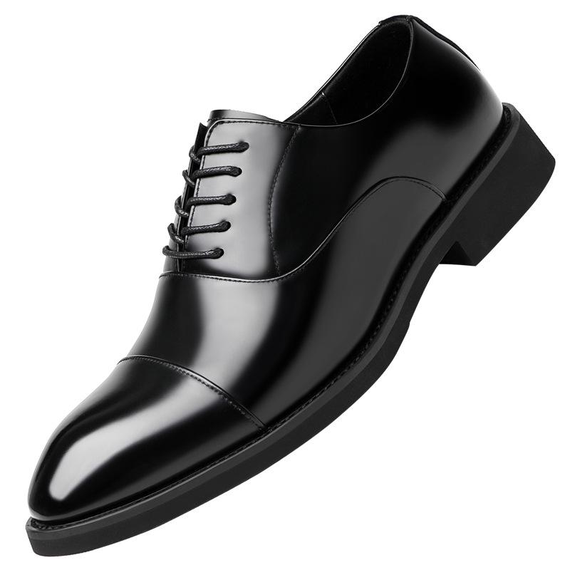 Spring Festival New Inner Heightening Leather Shoes Men's Three Joints Business Dress Derby Shoes Leather Breathable Patent Leather Work Men's Shoes