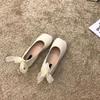 Late Evening Breeze Gentle White Flat-bottomed Grandma Spring and Autumn New Niche Single Shoes Mary Jane Doudou Spring Fairy Shoes