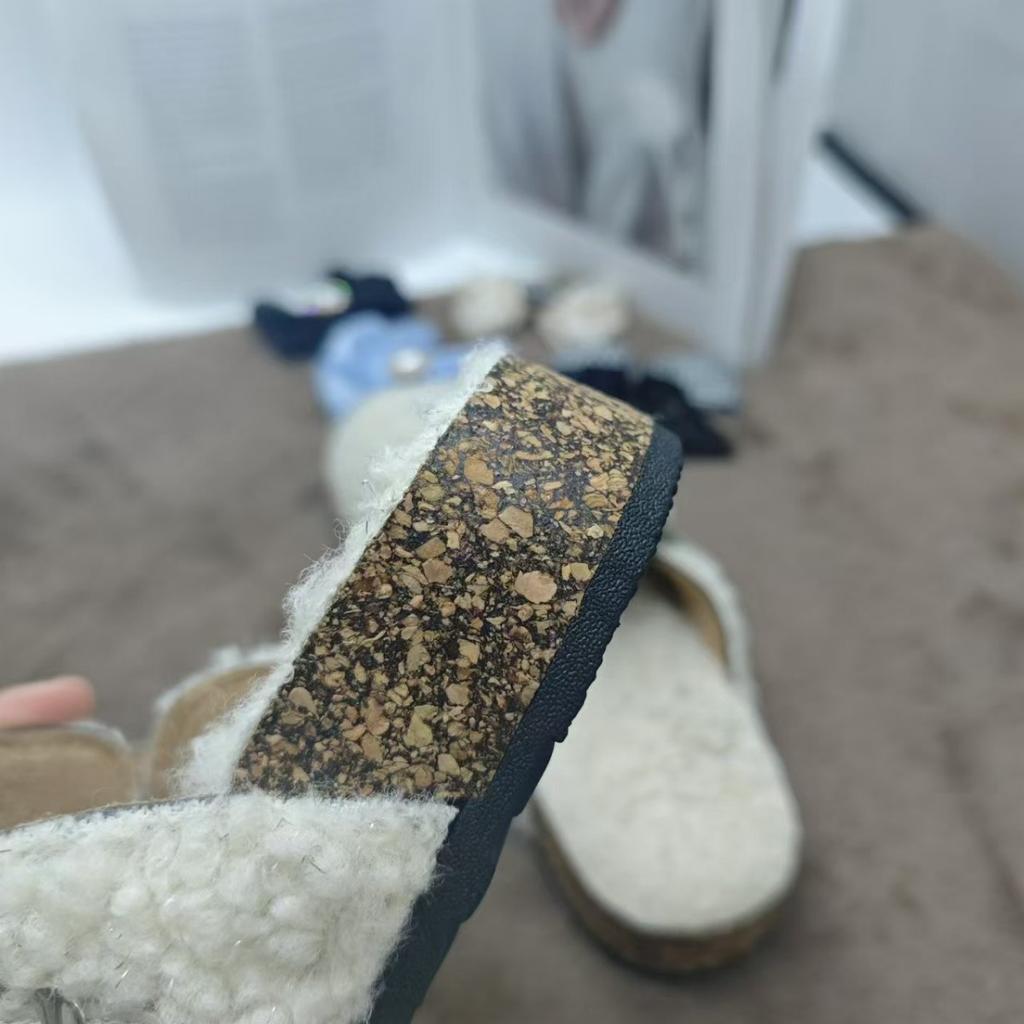 Ladies, Suede Shoes, Fluffy Slippers, Birkent Shoes, Outerwear Shoes, Toe Shoes, Slippers, Warm Shoes