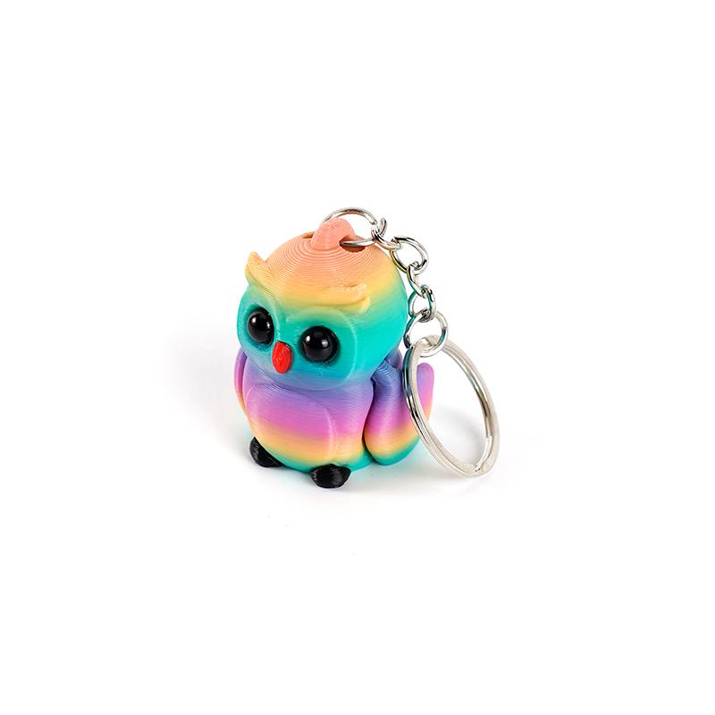 Creative 3D Printing Owl Keychain Pendant Multi-Joint Movable Simulation Animal Toy Model Keychain Bag Accessories Kids Gift