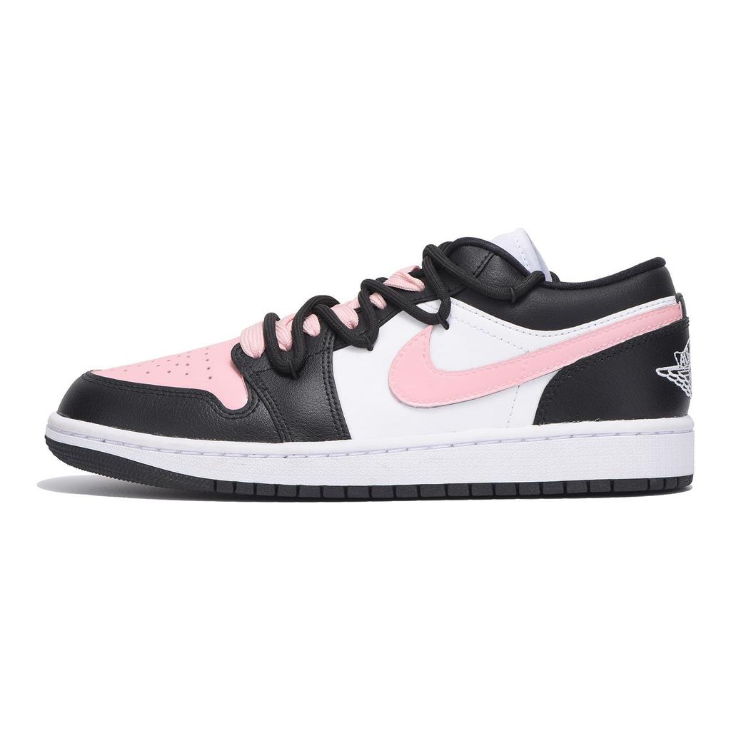 Jordan Air Jordan 1 Slip Resistant Abrasion Resistant Low top Vintage Basketball Shoes Women's Black Pink DC0774-101(Team59-)