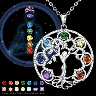 7 Chakra Baum des Lebens Anhänger Yoga Chakra Heilung Stein Halskette weibliche Energie Balance
