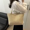 Straw bag new personalized woven bag simple beach texture contrasting color shoulder handbag women's bag