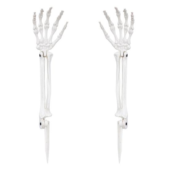 Halloween Skeleton Stake Decorations Creepy Skull Hand Arm with Stakes Realistic Skeleton Bone Model for Outdoor Yard Garden Lawn Decor