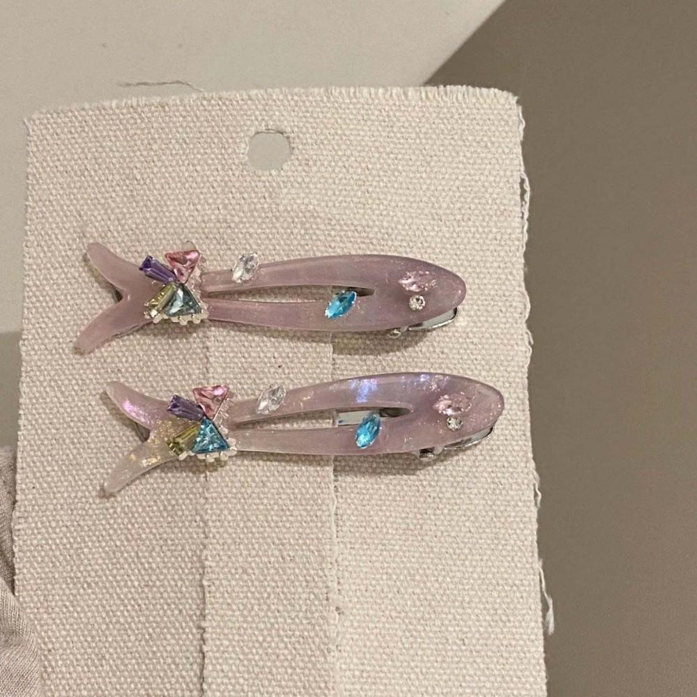 Rhinestone Fish-shaped Hair Clip Crystal Small Barrette Duckbill Clip Colorful Hairpin Students