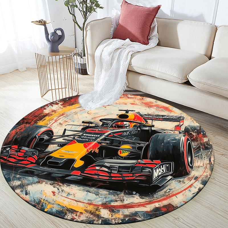 

Racing Car Round Area Rug,Carpet Rug for Living Room Bedroom Sofa Playroom Decor,Non-slip Floor Mat 80cmx80cm