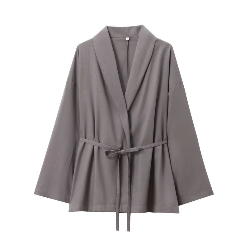 Spring New Arrival with Belt Texture Kimono Outerwear 8338735 Pajamas Style Pants 4391436