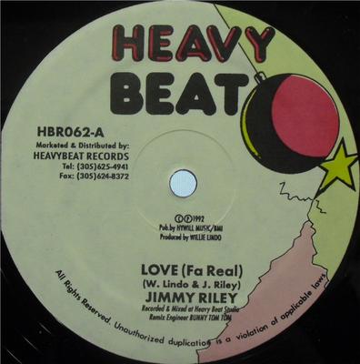 12inch Record JIMMY RILEY - Love (Fa Real) / Working Man HBR062 Heavy Beat 1992 US Reggae, Ska & Dub Used