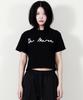 Deumakeu Rough Writing Text-Logo Crop T-Shirt Black