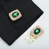 ICEYY No-Sew Button Covers Set Baroque Style Rhinestone Rectangle Cufflinks for Shirt Decorative Jewelry Accessories Party Gift