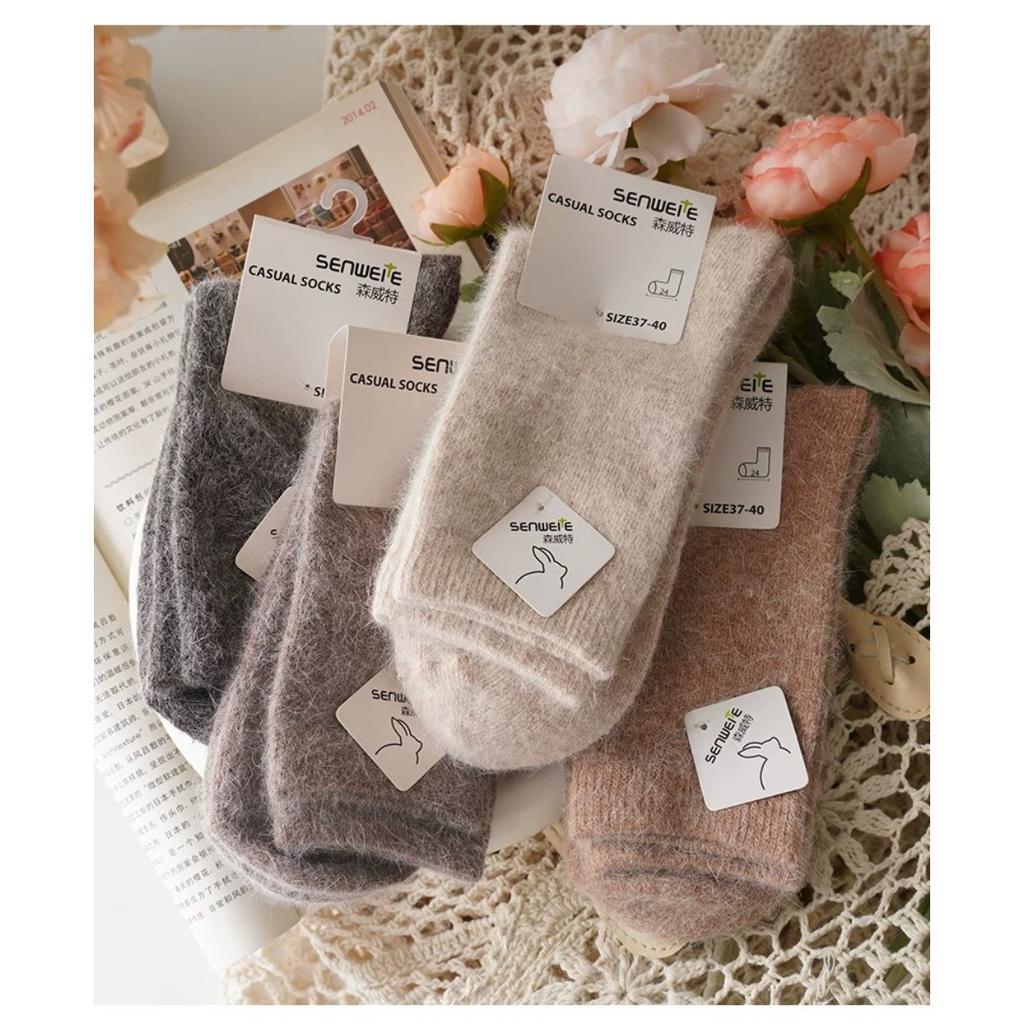 Jesień i Zima, Wełniane Skarpety, Skarpety Damskie, Skarpety Średniej Długości, Grube Skarpety, Ciepłe Skarpety, Miękkie Skarpety