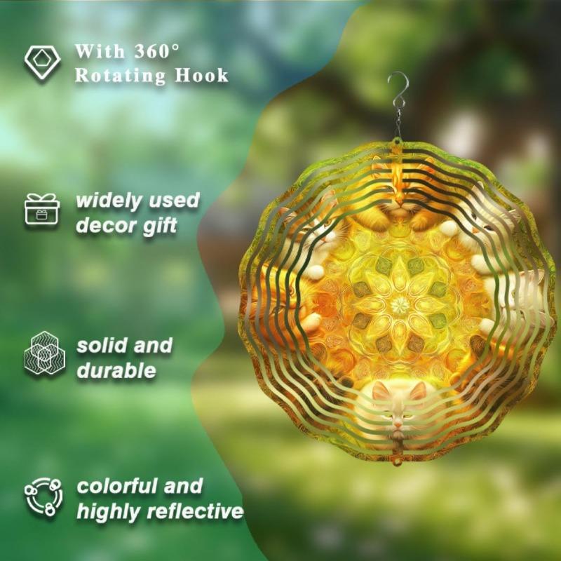 10 Inch Hanging Wind Spinner with 360 Degree Hook for Balcony Garden Decor Spring Summer Outdoor DecorationMetal Wind Chimes for Home Decor
