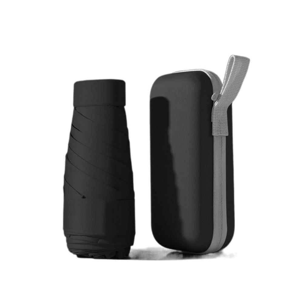 Mini Kapsel Sammenleggbar Paraply 6-Fold Lomme Parasoll Lett Solskjerm Utendørsaktiviteter