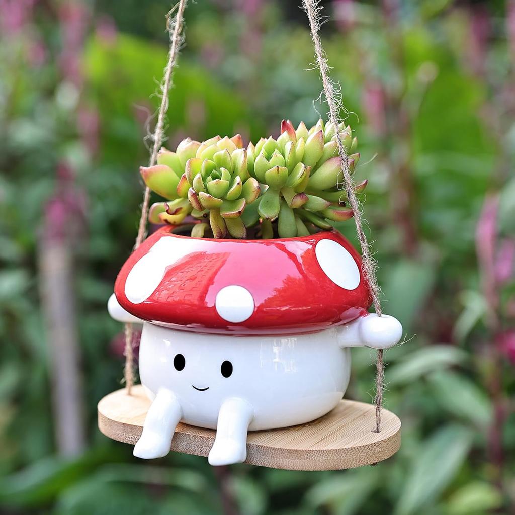 Hanging Resin Mushroom Succulent Pots Home Decoration Mushroom Shape Planters Pots for Holiday Ideal Gift