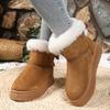 Stivali da neve spessi foderati in pile slip-on 2025 inverno nuovo stile suola chunky metà polpaccio fiocco peloso scarpe di cotone