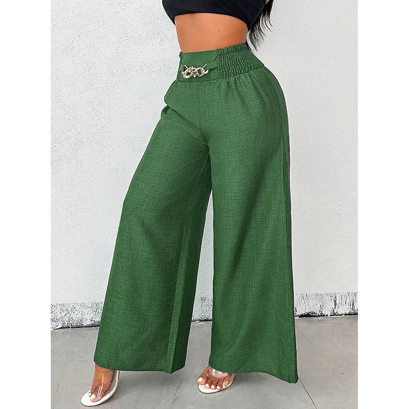 Fashion Retro High Waist Elastic Loose Wide Leg Pants Women Elegant Solid Street Casual Long Trousers Women Spring and Autumn Ladies Baggy Pants 25792