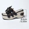 Fashion Bow Knot Chunky Platform Slippers for Women Fashion Buckle Design Thick Bottom Slides Ladies New Square Toe Wedge Sandals Mujer