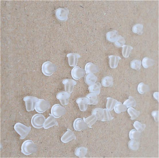 40Pcs  Earrings Jewelry Accessories / Lot Plastic Barrel Bullet Tamponade Silicone Ear Again