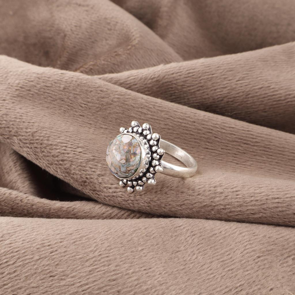 Ethiopian Copper Turquoise Ring , 925 Sterling Silver Jewelry, Gift For Women Handmade Ring Gemstone Jewelry