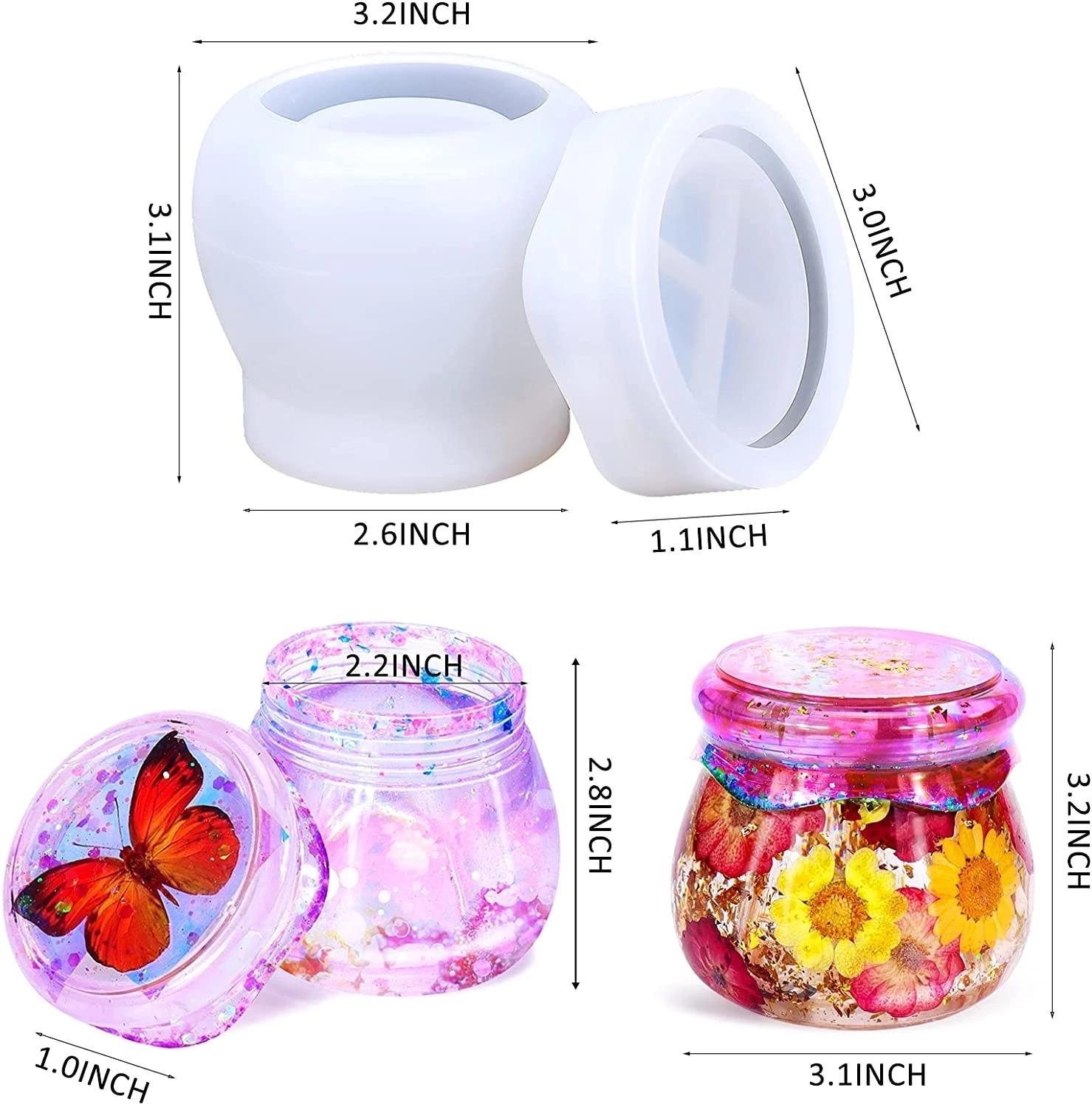 

Pudding Jar Storage Bottle Silicone Resin Mold with Lid Candle Holder Box Mould Epoxy Casting Resin Moldresinaepoxi kit completo