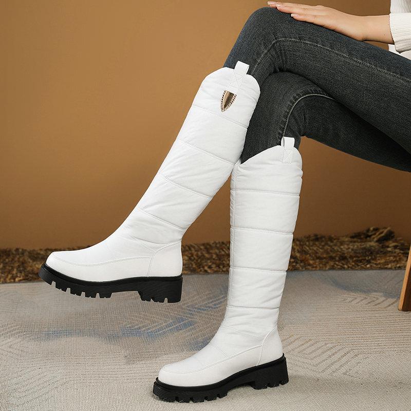 Zimní boty pod koleno nové podzimní a zimní silné teplé bavlněné boty černé bílé rukáv dámské vysoké boty teplé sněhule