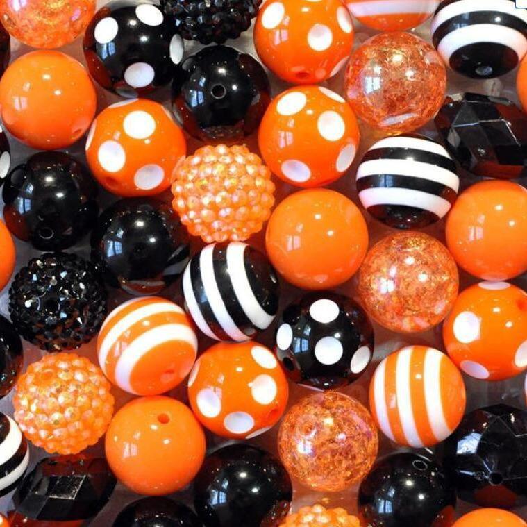 

50 шт. Акриловые бусины смешанного стиля на Хэллоуин, 20 мм, крупные и красочные для бисероплетения своими руками Plastic/Resin