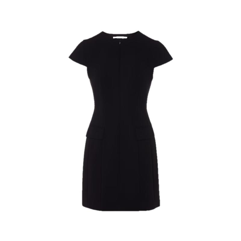 LANCY Acetate Blend Round Neck Waist-Cinching Dress