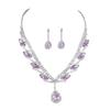 Luxury Sparkling Crystal Super Beautiful Necklace Earrings Set Bridal Jewellery Amethyst Water Drop Pendant Earrings Two Sets