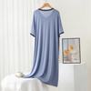 Plus Size Casual V-Neck Letter Print Modal Nightgown - Summer Loose-Fit Short Sleeve Dress