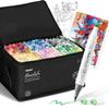 Ohuhu Marker 216 Culori Profesional Pastel și Ilustrație Pensulă și Lat Include 1 Blender Seria Honolulu Markere Tip Pensulă, (217 Pens), Markere,