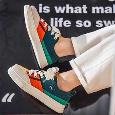 2026 New Trendy Breathable Thick Bottom Low Cut Comfortable Casual Niche Color Blocked Casual Sneakers Canvas