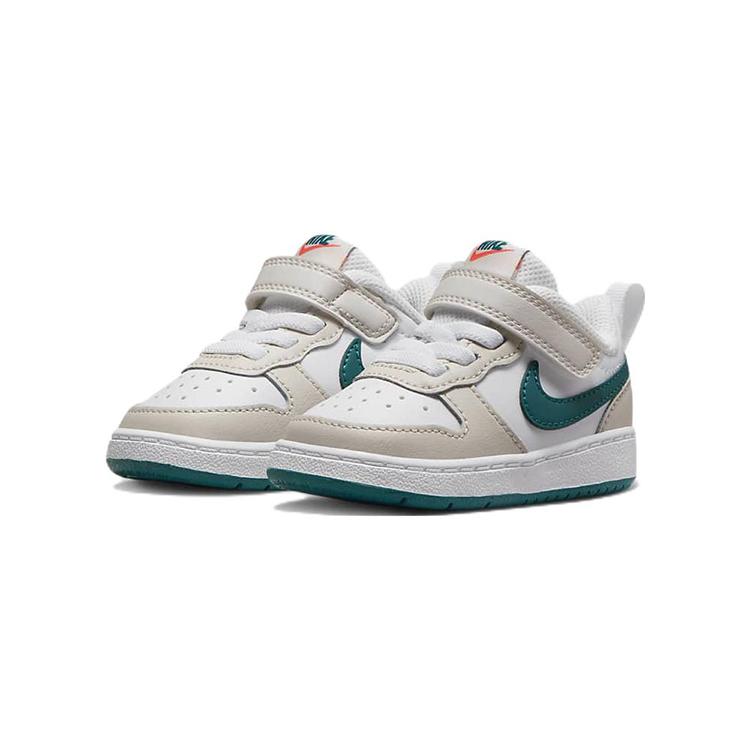 Nike Court Borough Abrasion Resistant Low Top Skateboard Shoes Gray White Green Infant And Toddler BQ5453-017