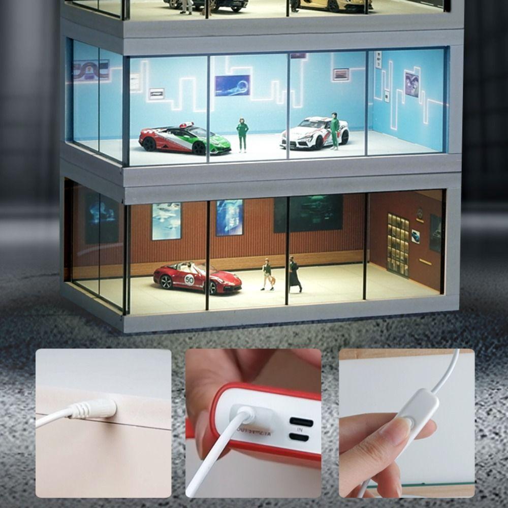 Exhibition Hall Car Model Showroom 1/64 Scale Miniature Car Garage Garage Scene Model Kids Adult