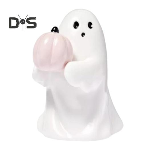 1/2Pcs Halloween Ghost Statue Spooky Resin Ghost Pink Pumpkin Bat Figurine Cute Halloween Home Table Decoration for Indoor Outdoor