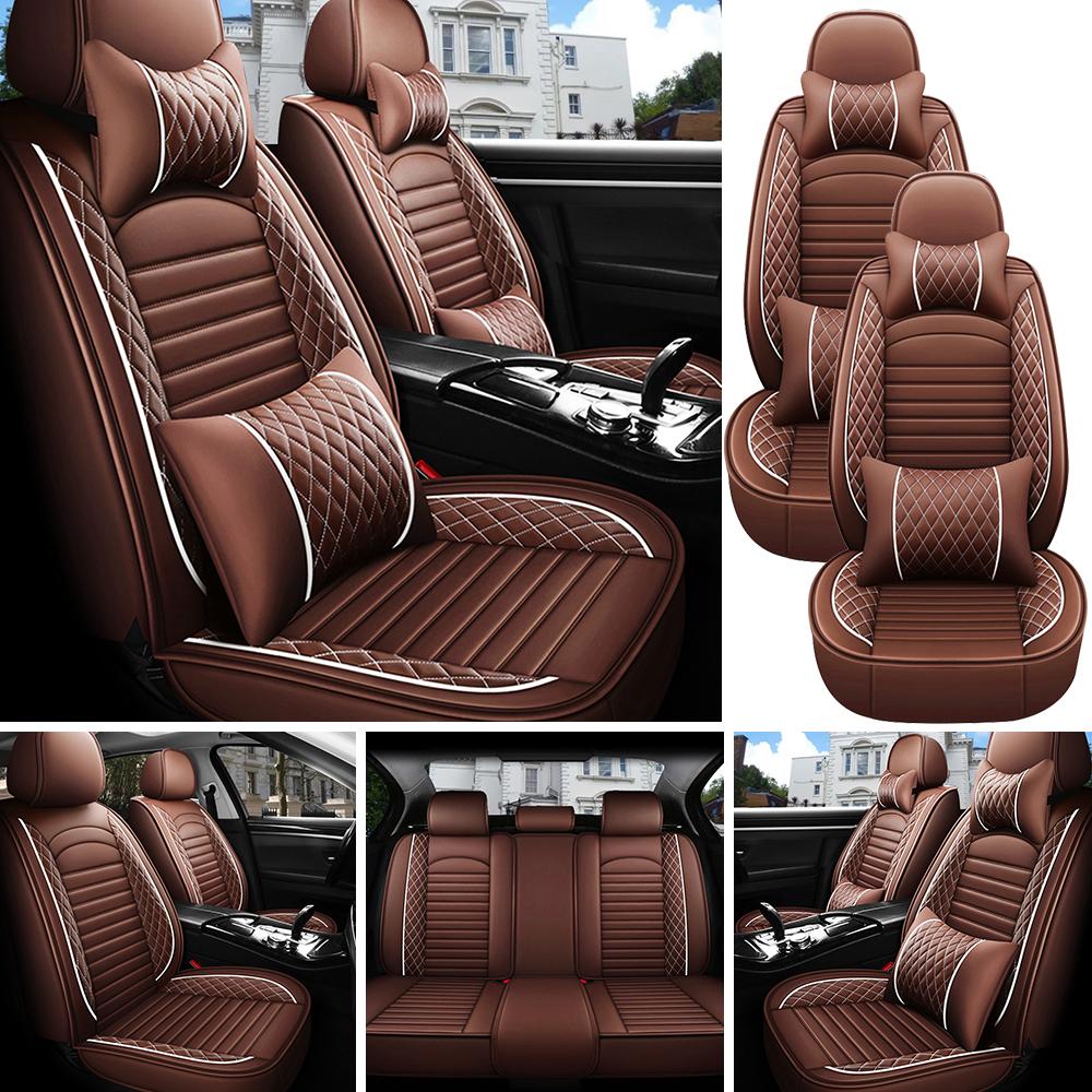 5-Seats PU Leather Universal Car Seat Covers Full Set Front Rear Seat Cushion Anti-scratch Protection For Sedan SUV Seat